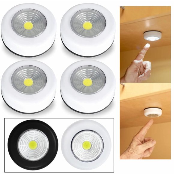 Lot Of 4 LED Night Light Push Stick On Wireless Closet Cordless Battery Operated - Picture 1 of 11